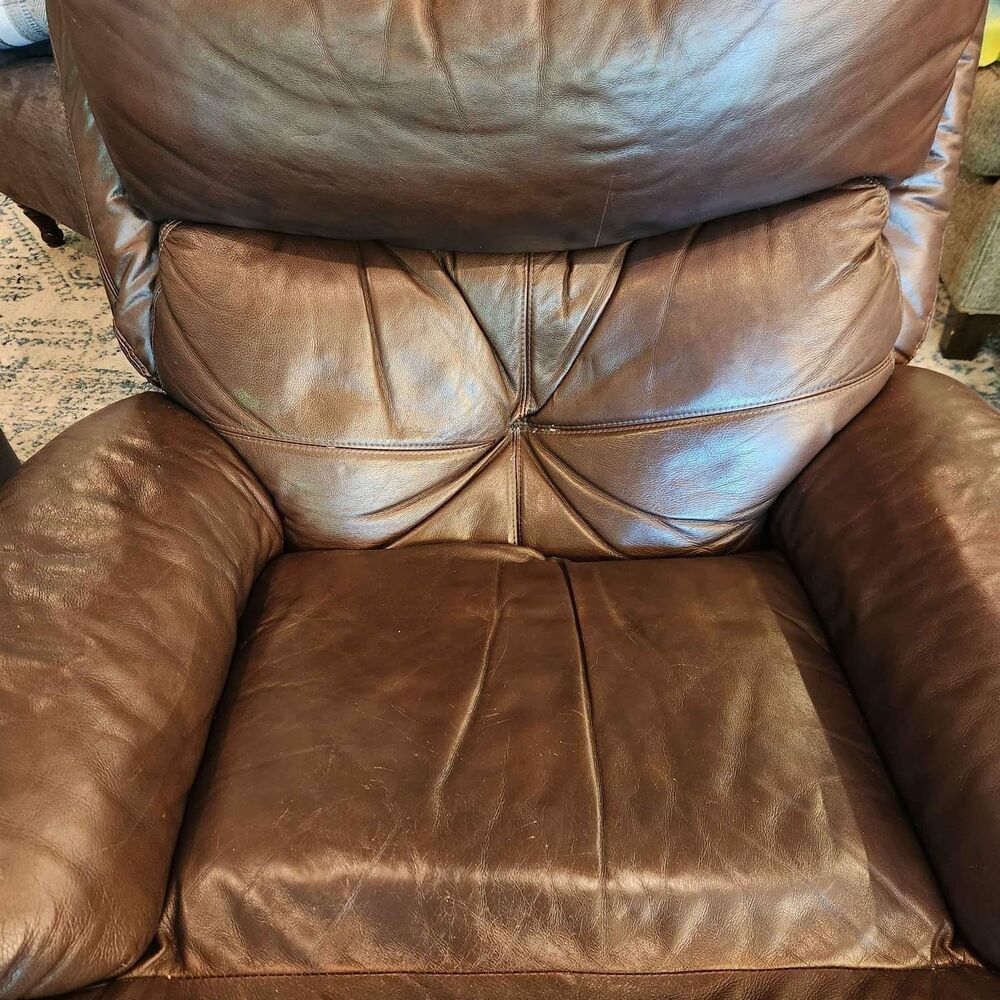 Flexstool Brown Leather Rocker Recliner